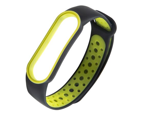  Ремешок силиконовый двухцветный для Xiaomi Mi Band 5/6, черно-желтый 