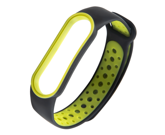  Ремешок силиконовый двухцветный для Xiaomi Mi Band 5/6, черно-желтый 