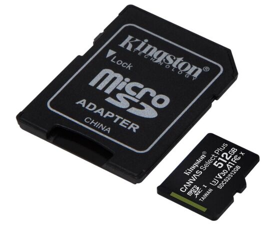 Карта памяти Kingston SDCS2/512GB microSDXC Canvas Select Plus 512GB UHS-I Class U3 V30 A1 с адаптером 