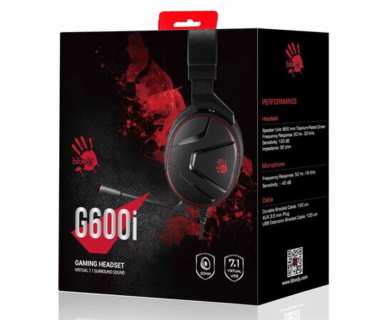  Наушники с микрофоном A4 Bloody G600i, 1.3м мониторные USB (G600I) (черный) 