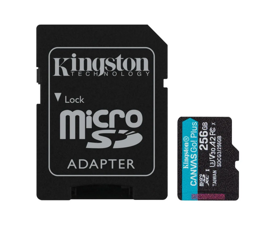  MicroSDXC  256GB  Kingston Class 10 Canvas Go Plus UHS-I U3 V30 A2 (170/70 Mb/s) + SD адаптер 
