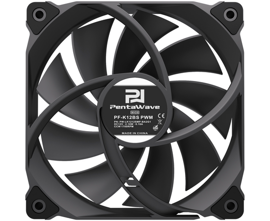  Вентилятор PentaWave PF-K12BS PWM / 120mm 4 pin Magnetic Hydraulic 500-1700rpm 76CFM 28.7dBA/ Black 