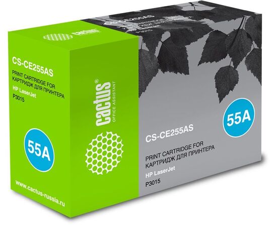  Тонер Картридж Cactus CS-CE255AS черный для HP LaserJet P3011/P3015 (6000стр.) 