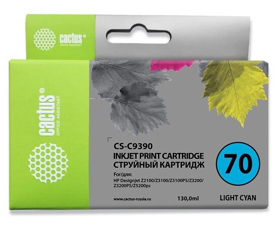  Картридж струйный Cactus CS-C9390 светло-голубой для №70 HP Designjet Z3100 (130ml) 