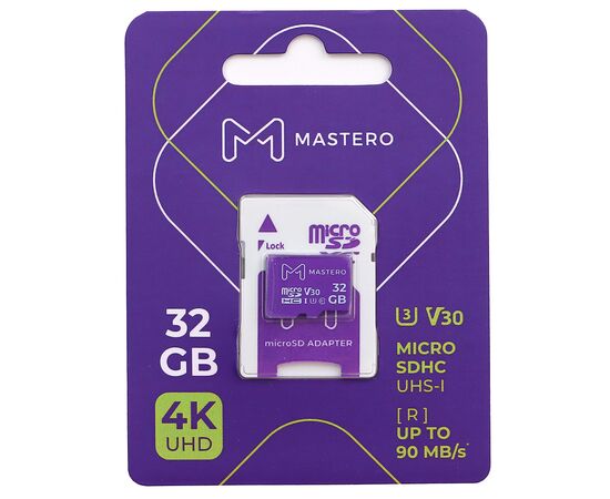  Карта памяти Mastero MB-32-MSD 32Gb microSDHC Class 10 UHS-I U3 V30 A1 + адаптер 