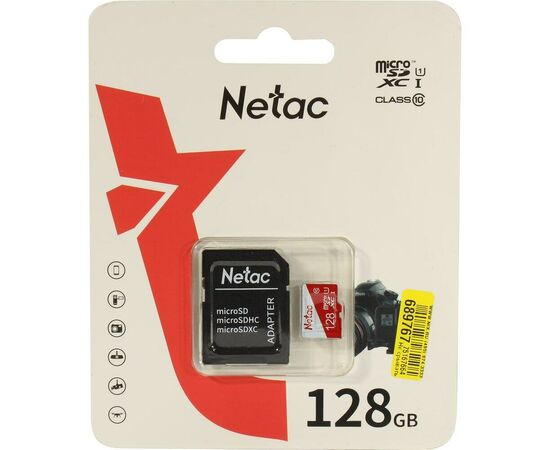  Карта памяти microSDHC Netac P500 Eco NT02P500Eco-128G-R 128GB (с SD адаптером) 