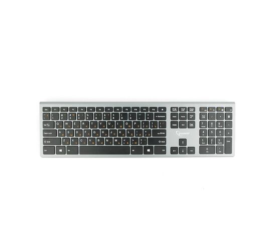  Клав. Gembird KBW-1 Wireless Silver,109 клавиш, м/медиа, ножничный механизм, бесшумная 