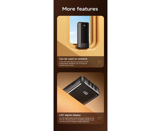  Аккумулятор внешний резервный HOCO J114A Charge with cable and digital display(20000mAh) (чёрный) 