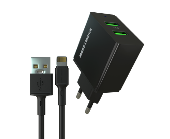  PURE СЗУ 2USB 2.4A для Lightning 8-pin More choice NC11i (Black) 