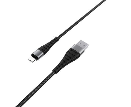  Дата-кабель USB 2.4A для Lightning 8-pin Borofone BX32 нейлон 1м (Black) 