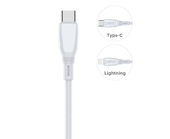  Дата-кабель PERO DC11 PD Type-C to Type-C, 60W, 3m, White 