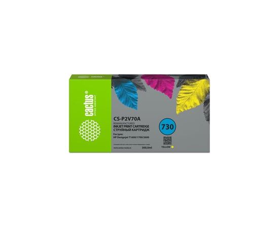  Картридж струйный Cactus CS-P2V70A №730 желтый 300мл для HP Designjet T1600/1700/2600 