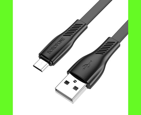  Кабель USB - микро USB Borofone BX85, 1.0м, 2.4A, цвет: чёрный (1/360) 