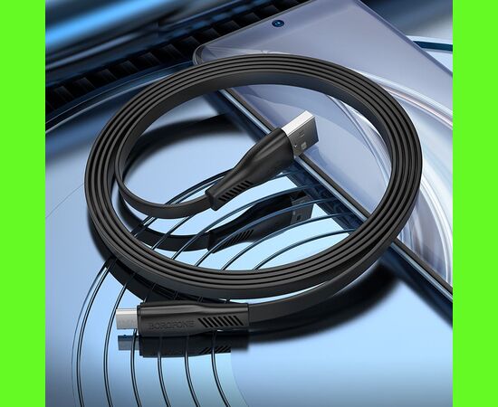  Кабель USB - микро USB Borofone BX85, 1.0м, 2.4A, цвет: чёрный (1/360) 