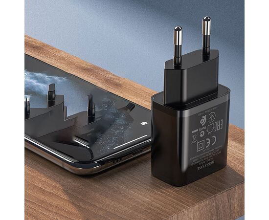  Сетевое зарядное устройство BOROFONE BA52A Gamble 1xUSB с Кабелем USB - Lightning, 2.1A, 10W, черный 