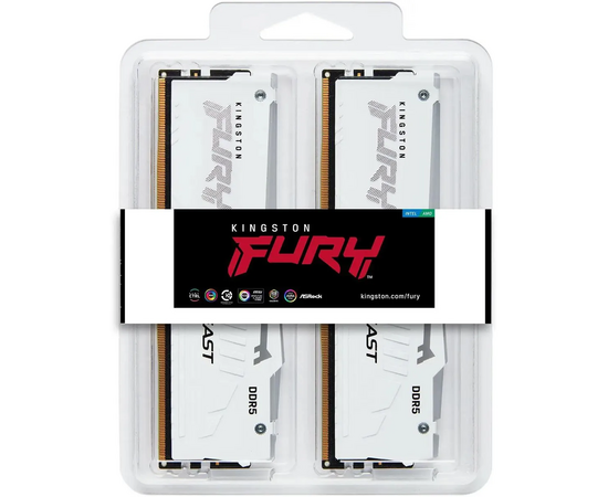  ОЗУ Kingston Fury Beast KF560C30BWAK2-64 DDR5 - 2x 32ГБ 6000МГц, DIMM, White, Ret 