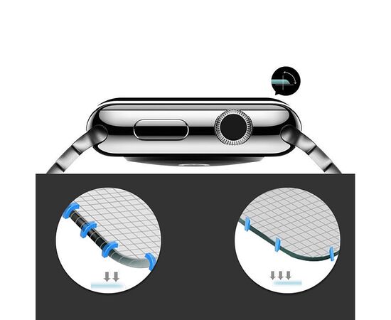  Защитное стекло COTEetCI 4D для Apple Watch 3, Full Glue 3D, 42mm, прозрачный+черная рамка 