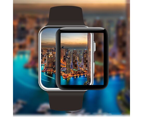  Защитное стекло COTEetCI 4D для Apple Watch 3, Full Glue 3D, 42mm, прозрачный+черная рамка 
