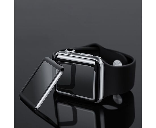  Защитное стекло COTEetCI 4D для Apple Watch 3, Full Glue 3D, 42mm, прозрачный+черная рамка 