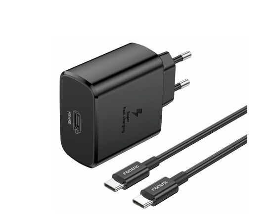  СЗУ Foneng EU62 GaN USB-C, QC 3.0, 45W + кабель Type-C - Type-C (Black) 